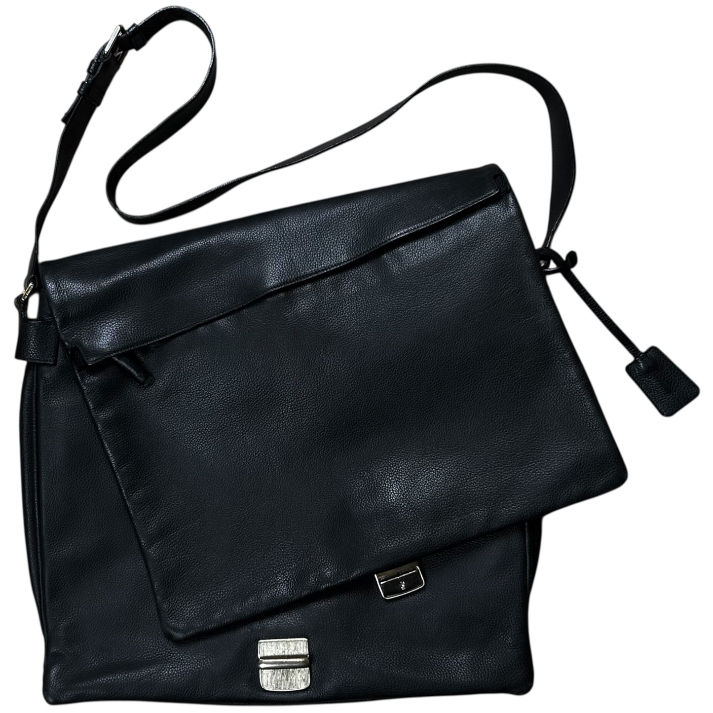 Jil Sander Lock Flap Grain Leather Messenger Bag