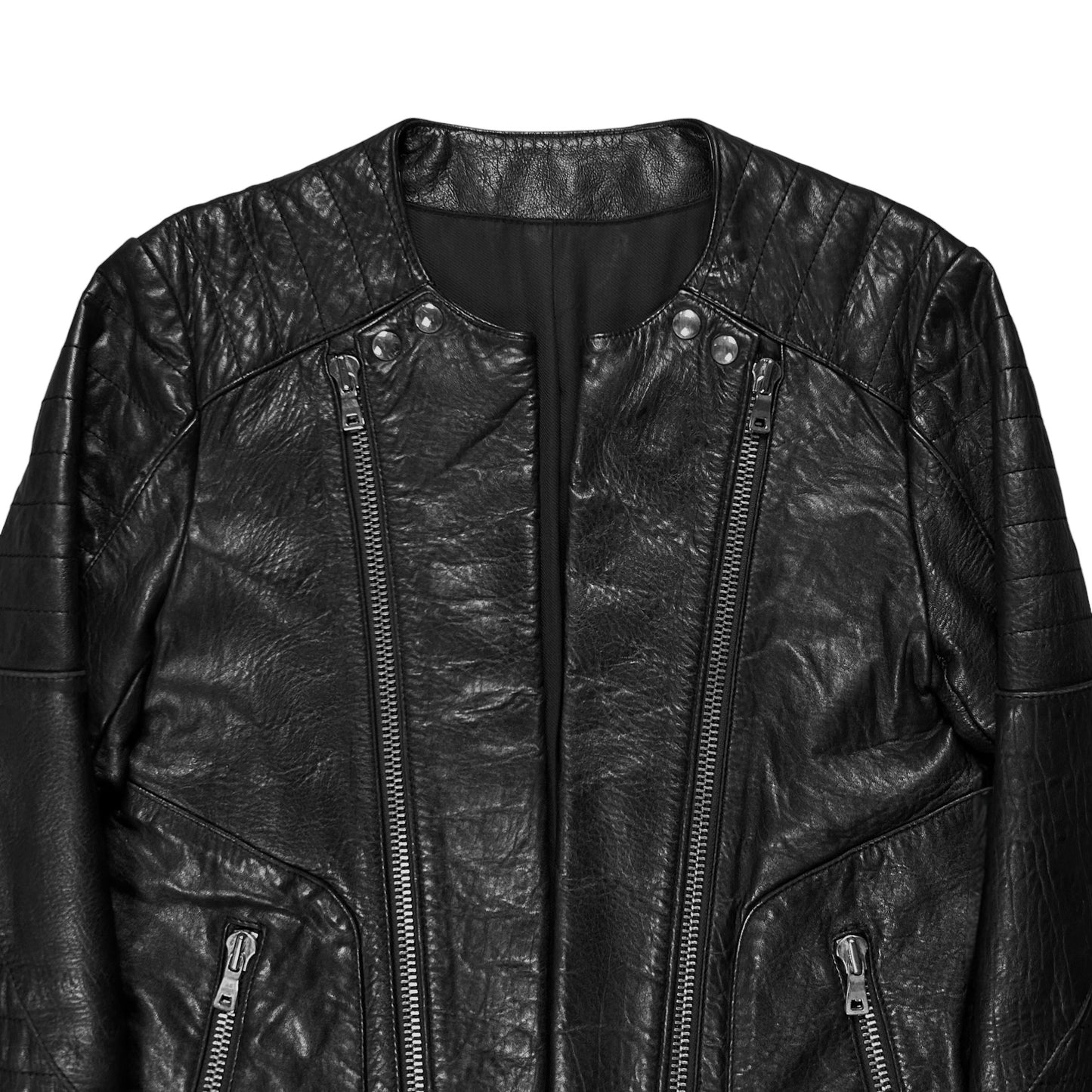 Balmain by Decarnin Dual Zip Moto Leather Jacket - AW11