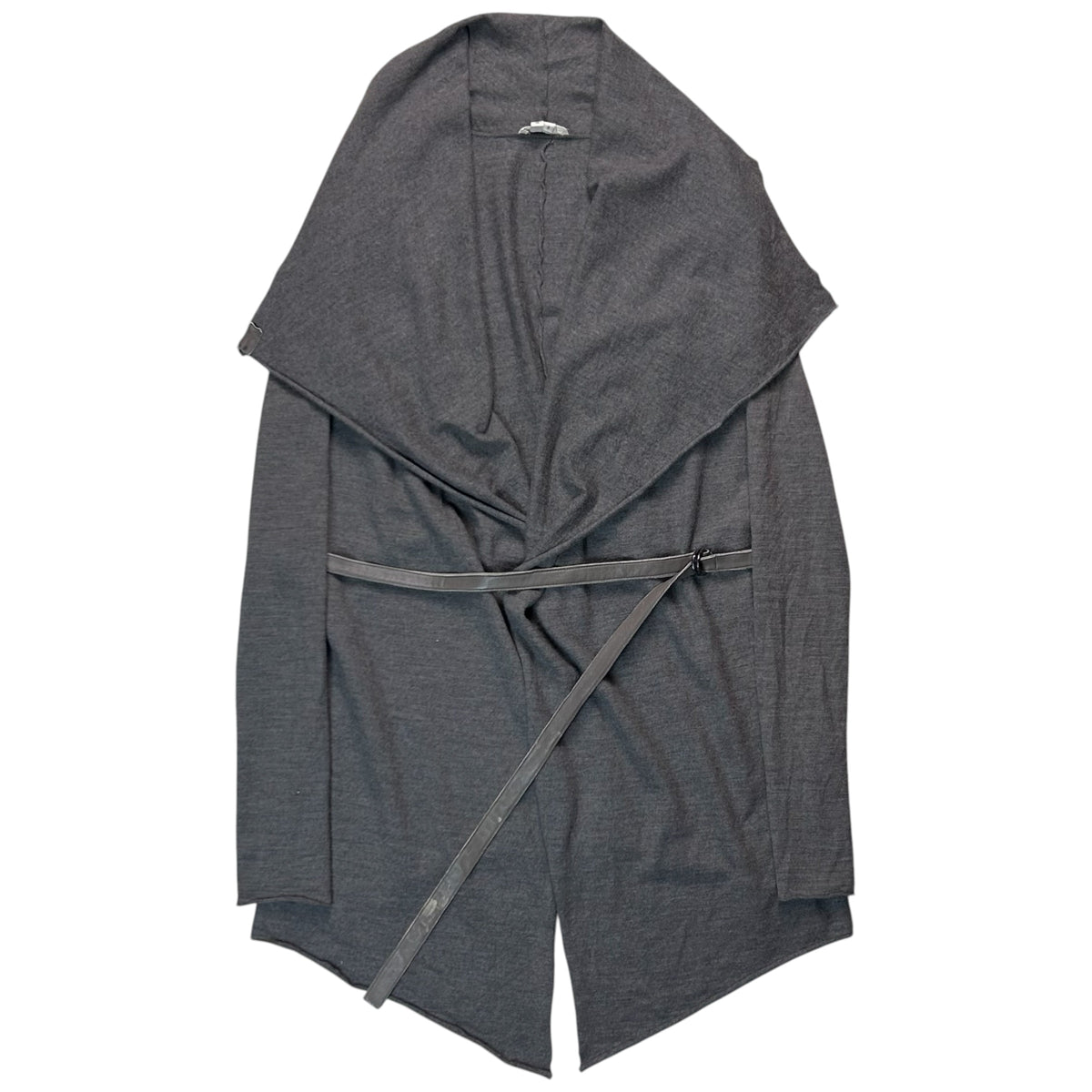 Helmut Lang Leather Belted Drape Cardigan - AW13