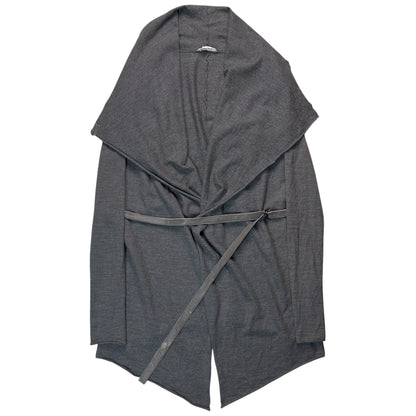 Helmut Lang Leather Belted Drape Cardigan - AW13