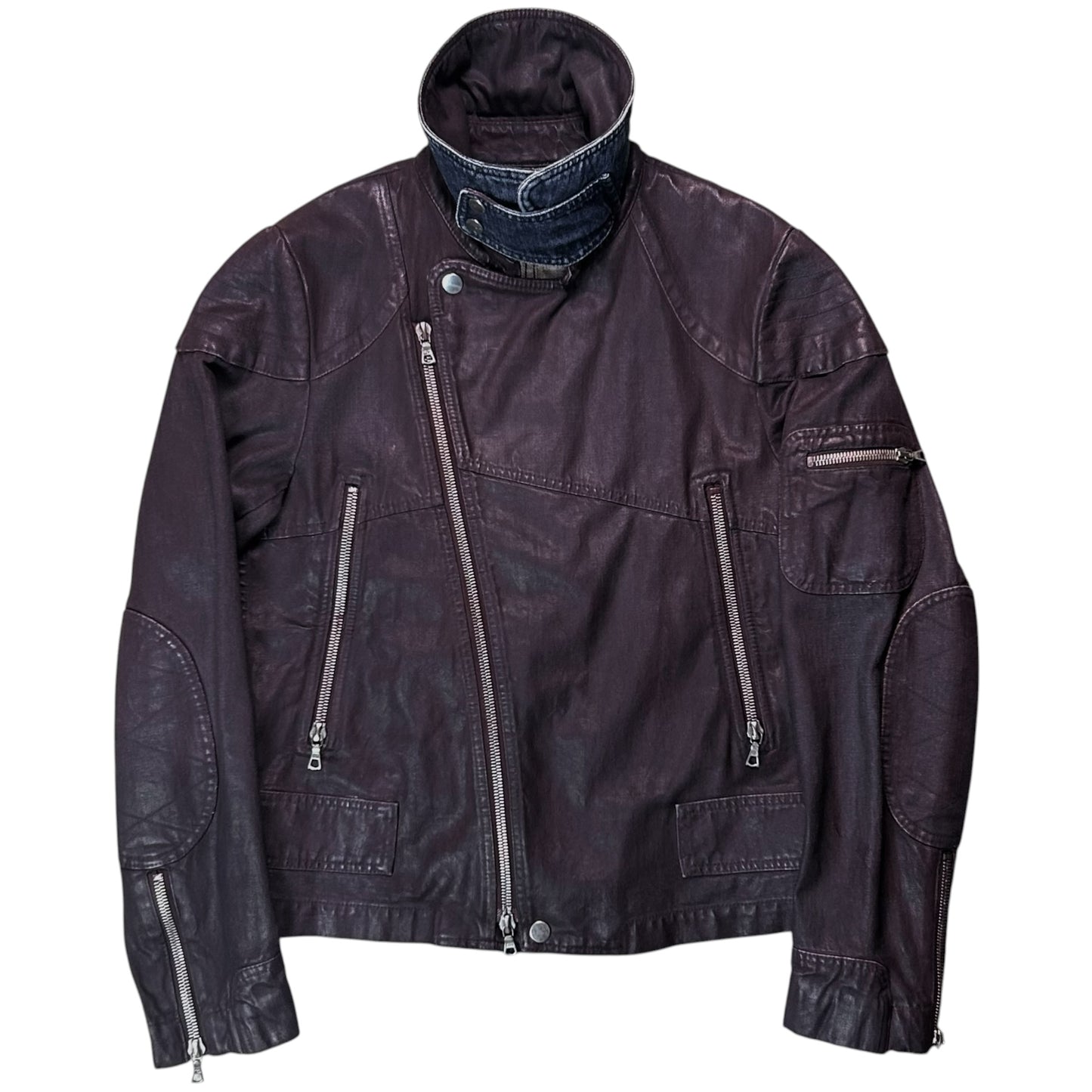 Dries Van Noten Waxed Multi Zip Biker Jacket - AW14