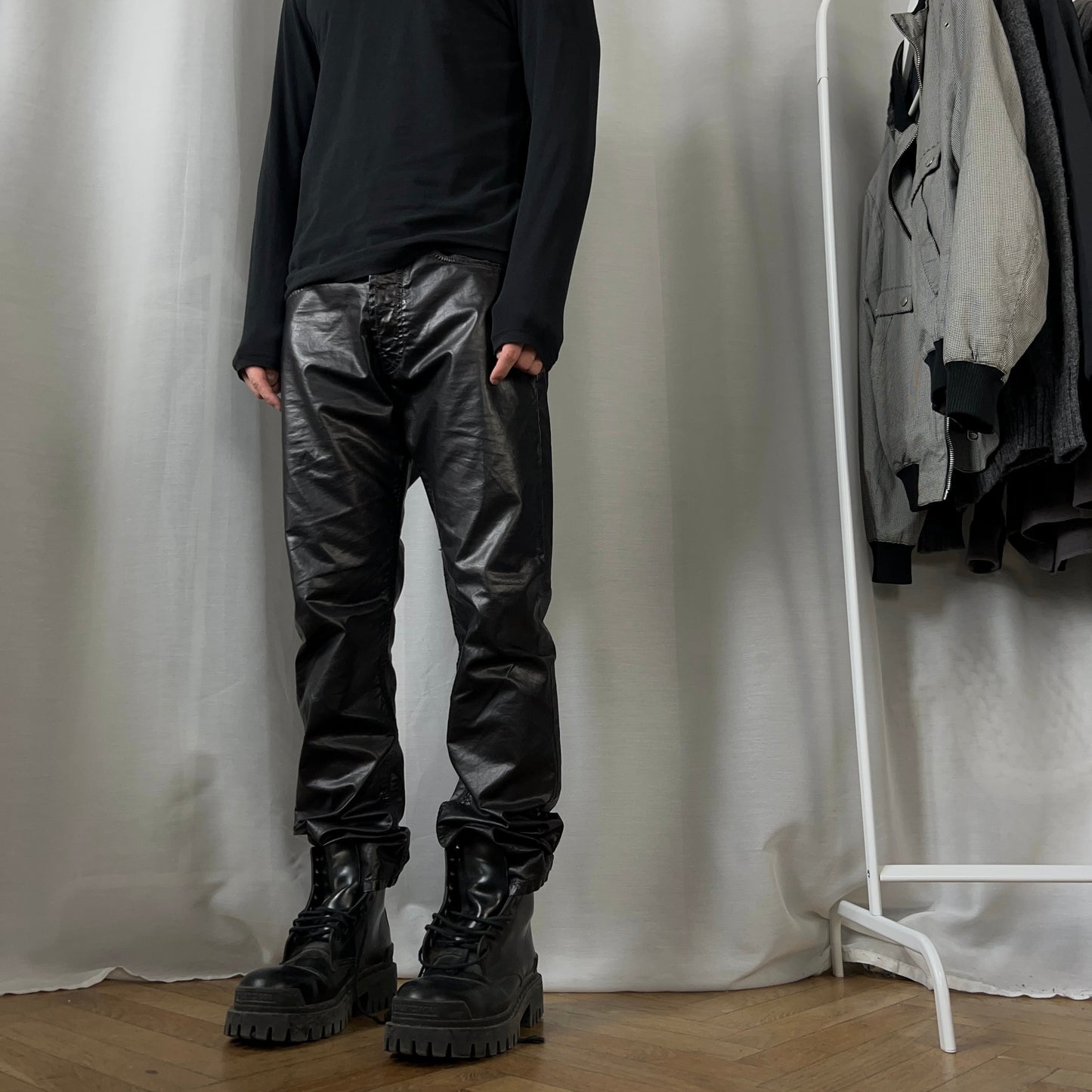 Dries Van Noten Vegan Leather Rivet Jeans - AW20