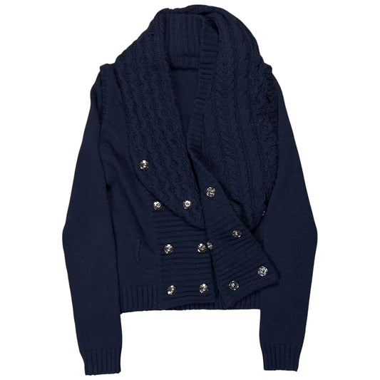 Balenciaga Distorted Cable Knit Snap Shawl Cardigan - AW07