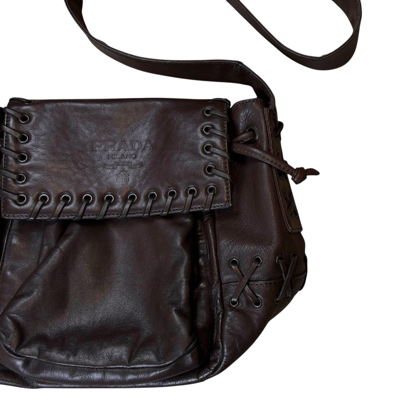 Prada Laced Eyelet Leather Bag