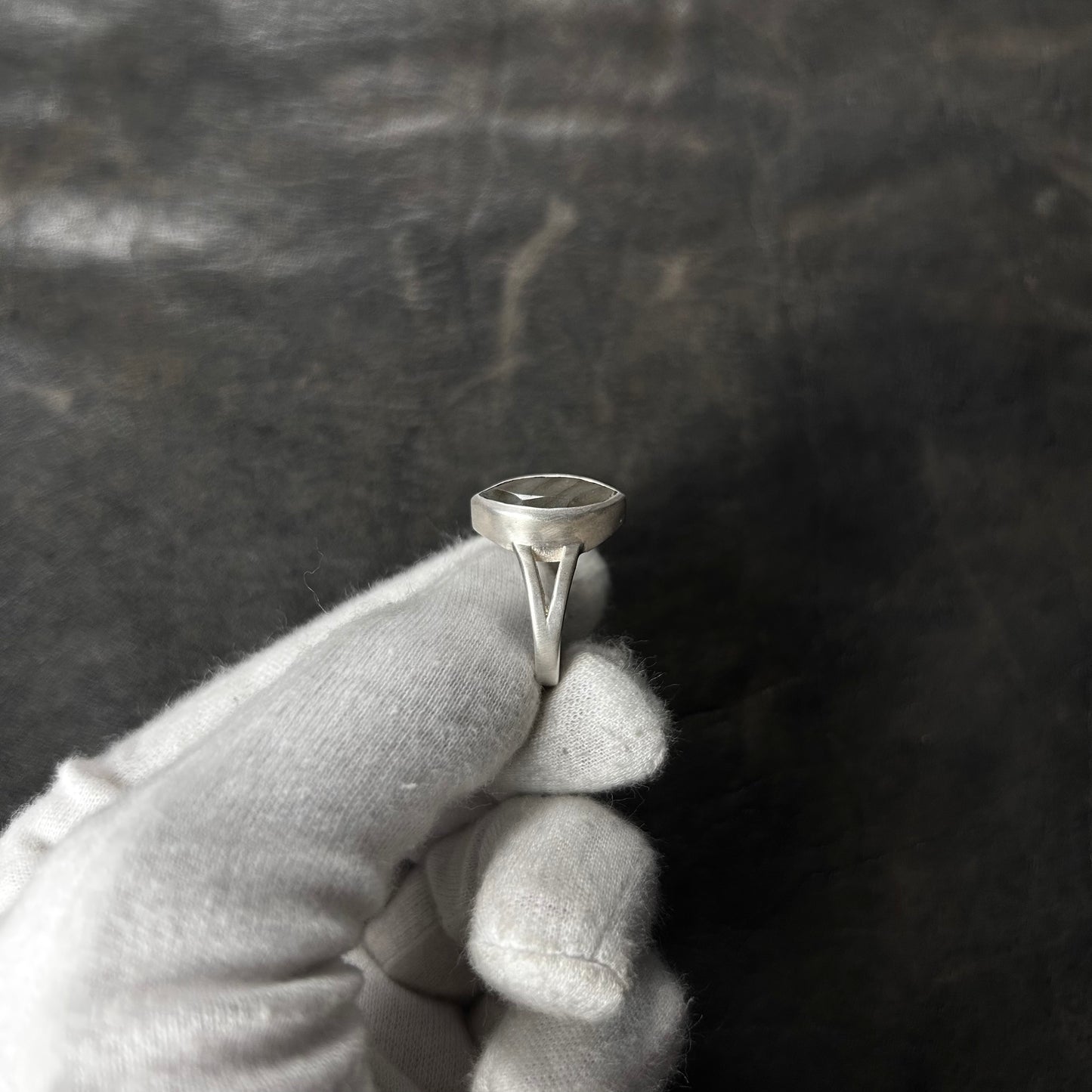 Two Branched Cat Eye Labradorite Stone Ring