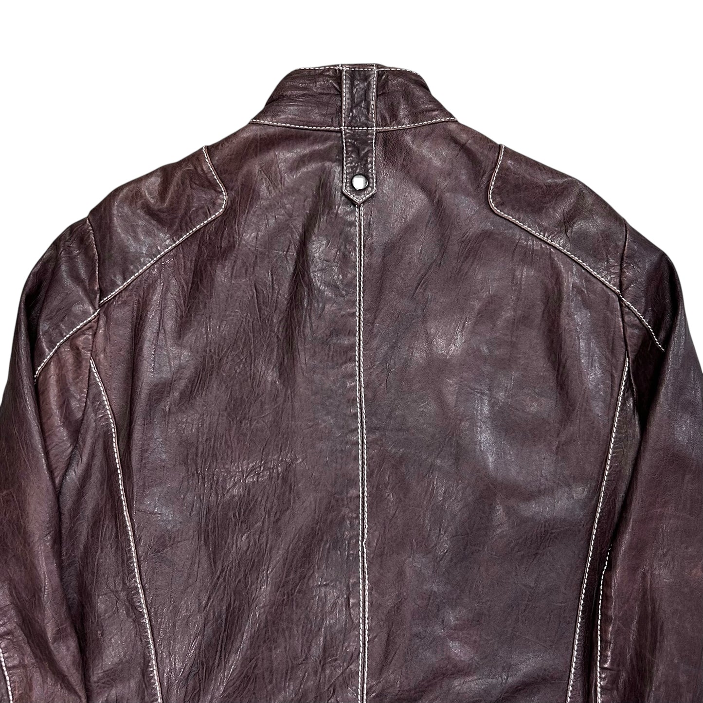 Dirk Bikkembergs Contrast Stitch Sheep Leather Jacket