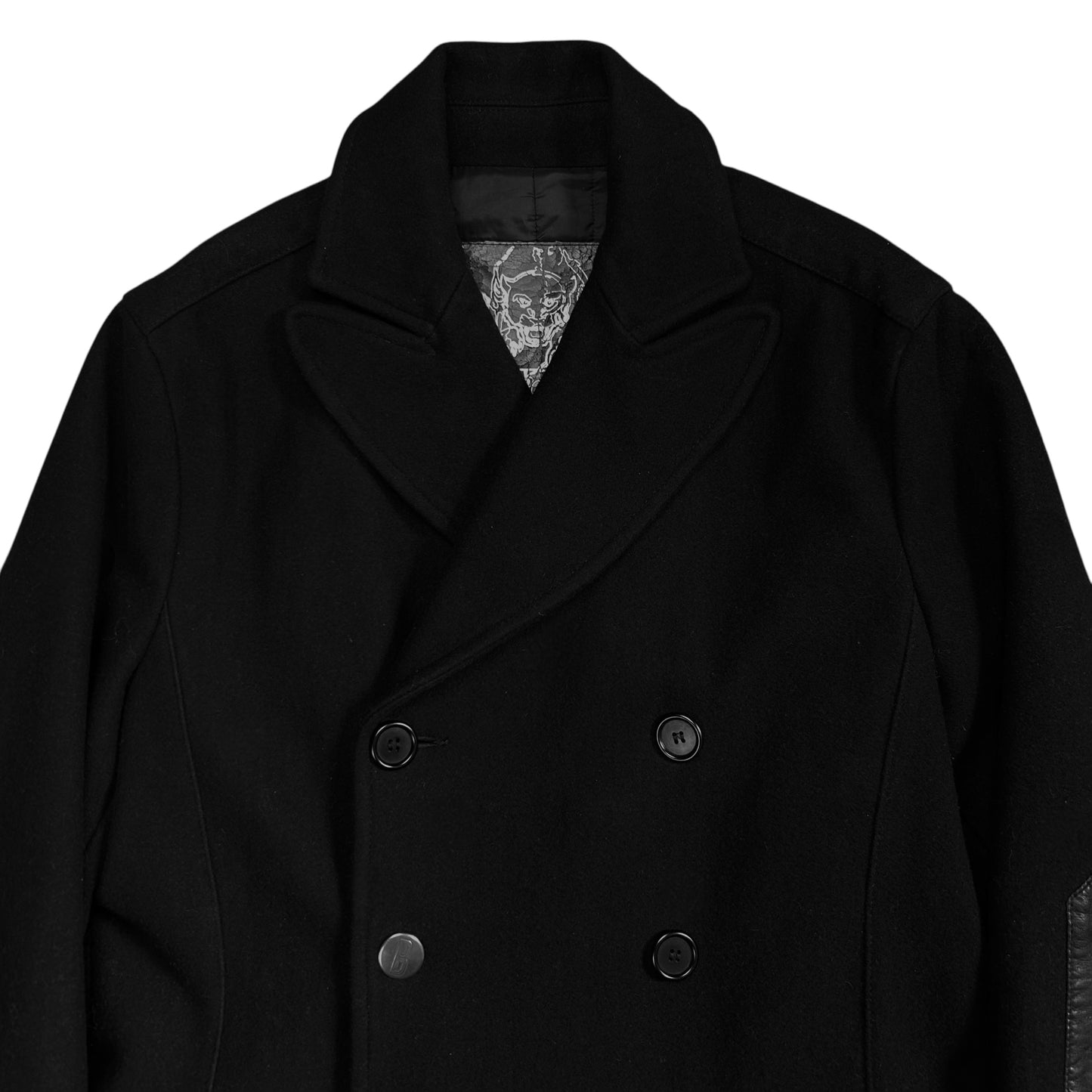 Dirk Bikkembergs Double Breasted Elbow Patch Wool Coat