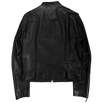 Dirk Bikkembergs Logo Patch Leather Cafe Jacket