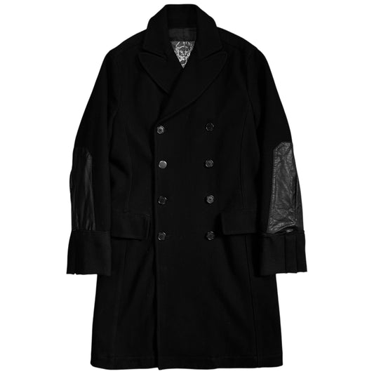 Dirk Bikkembergs Double Breasted Elbow Patch Wool Coat