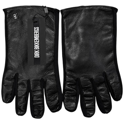 Dirk Bikkembergs Lycra Trimmed Logo Pin Leather Gloves