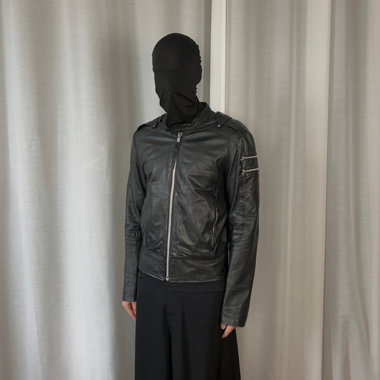 Dirk Bikkembergs Multi Shoulder Zip Racer Leather Jacket