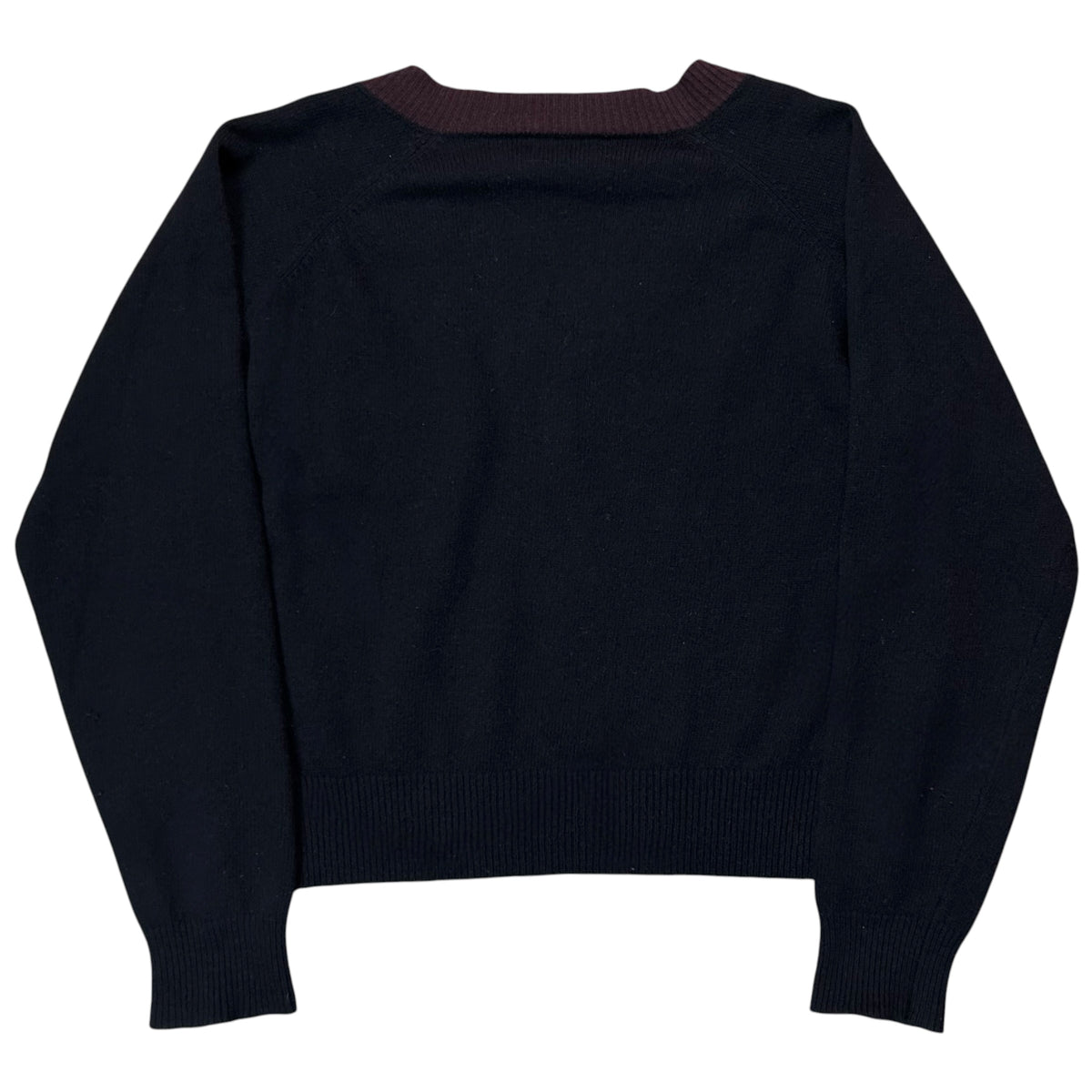 Dries Van Noten Velvet Trimmed V-Neck Cashmere Knit Sweater