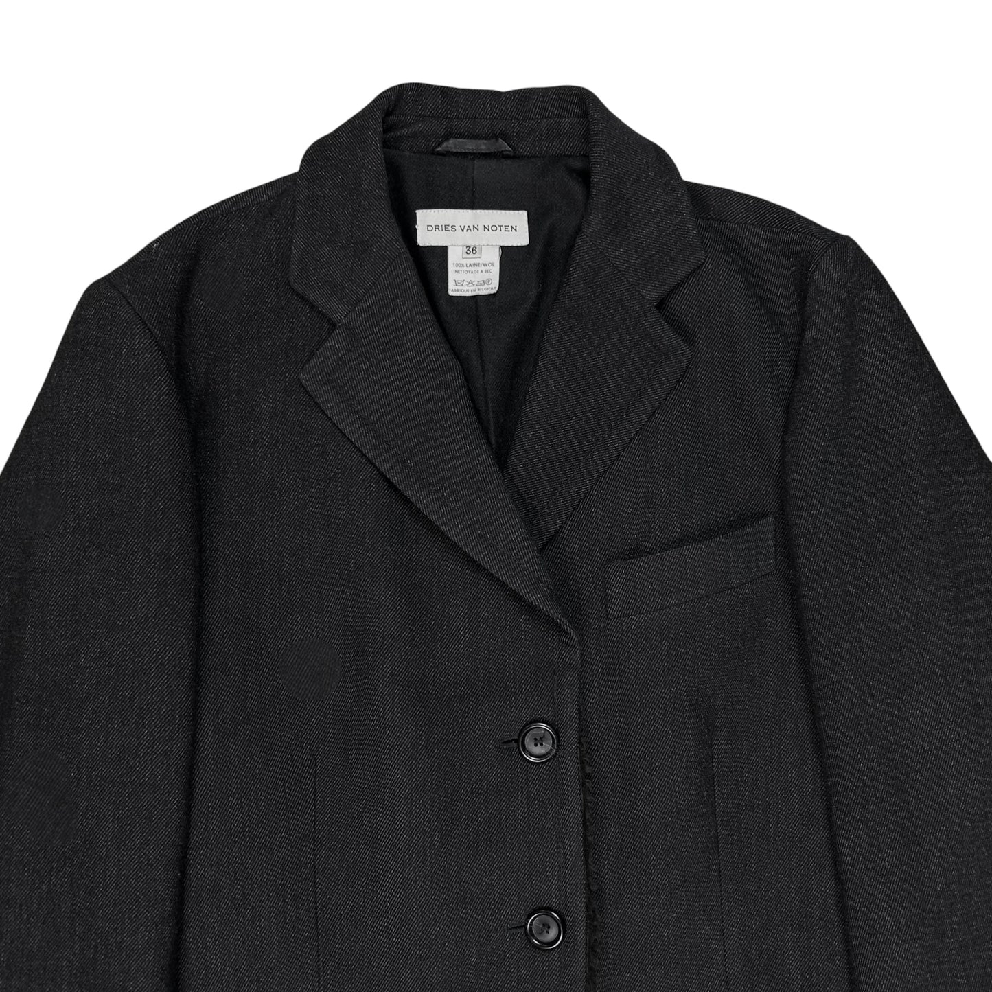 Dries Van Noten Faux Fur Applicated Wool Coat - 2000s