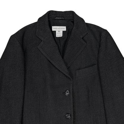 Dries Van Noten Faux Fur Applicated Wool Coat - 2000s