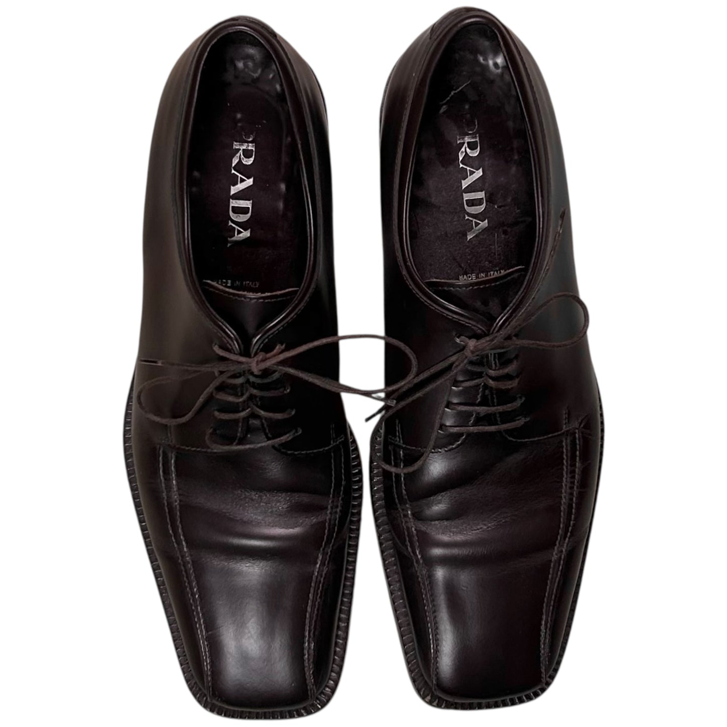 Prada Contrast Stitch Square Derbies