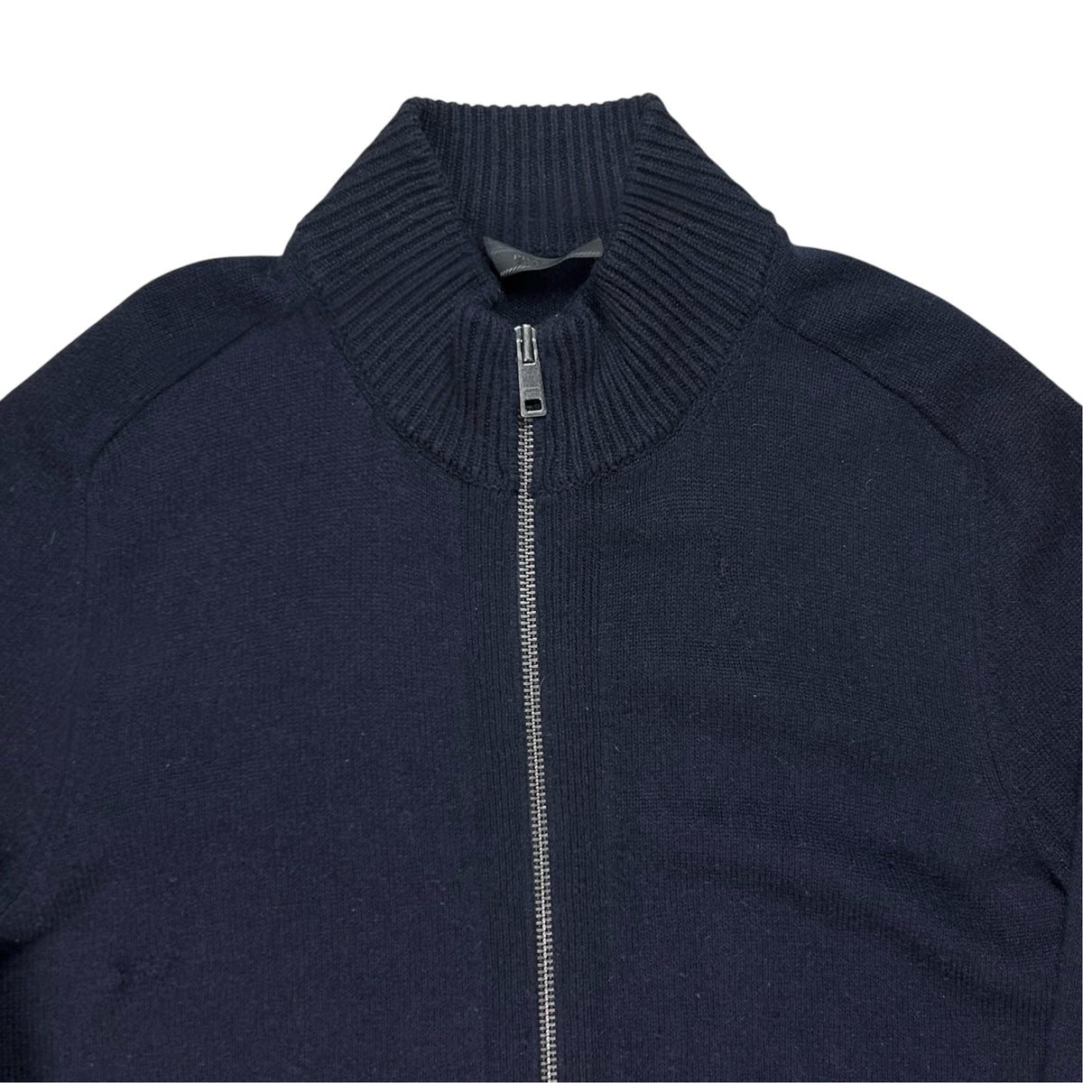 Prada Suede Patch Zip Cashmere Knit Sweater - AW14