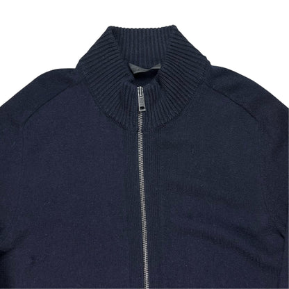 Prada Suede Patch Zip Cashmere Knit Sweater - AW14