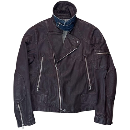Dries Van Noten Waxed Multi Zip Biker Jacket - AW14