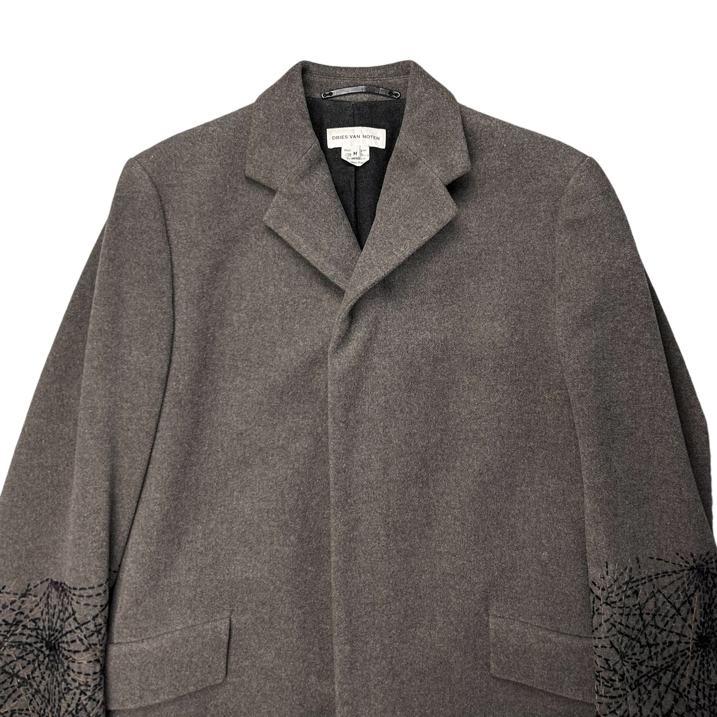 Dries Van Noten Embroidered Sleeve Wool Coat