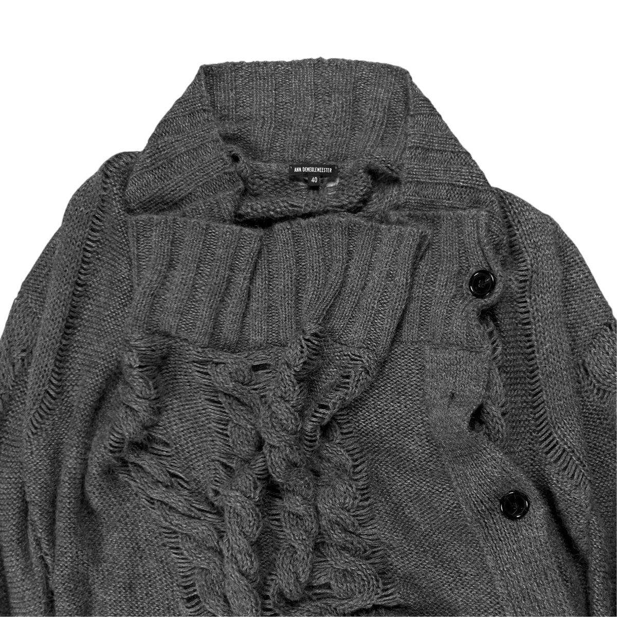 Ann Demeulemeester Asymmetric Buttoned Strap Alpaca Knit Sweater - AW10