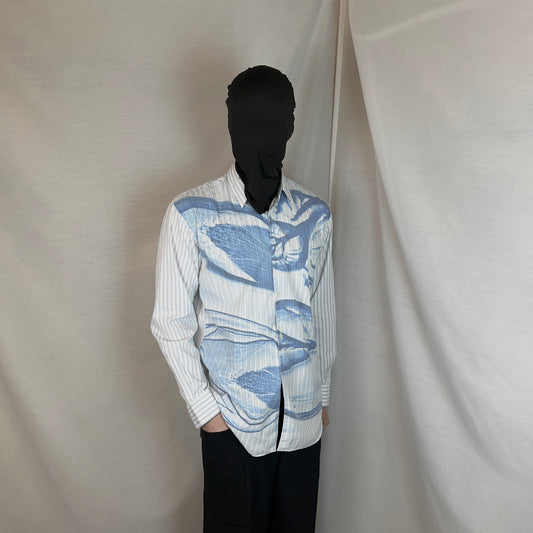 Comme des Garcons Shirt Airbrush Print Striped Shirt