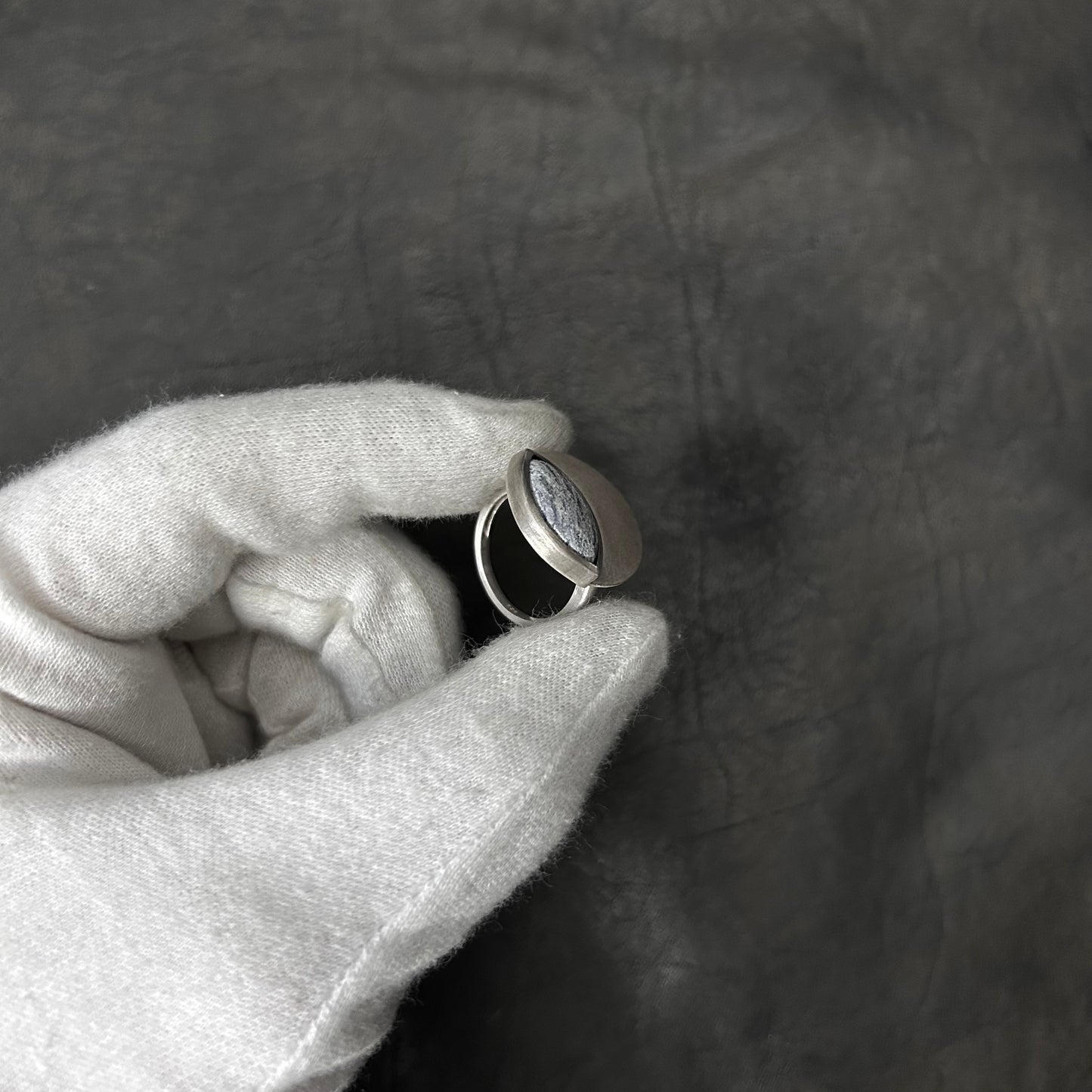 Coined Oval Stone Ring