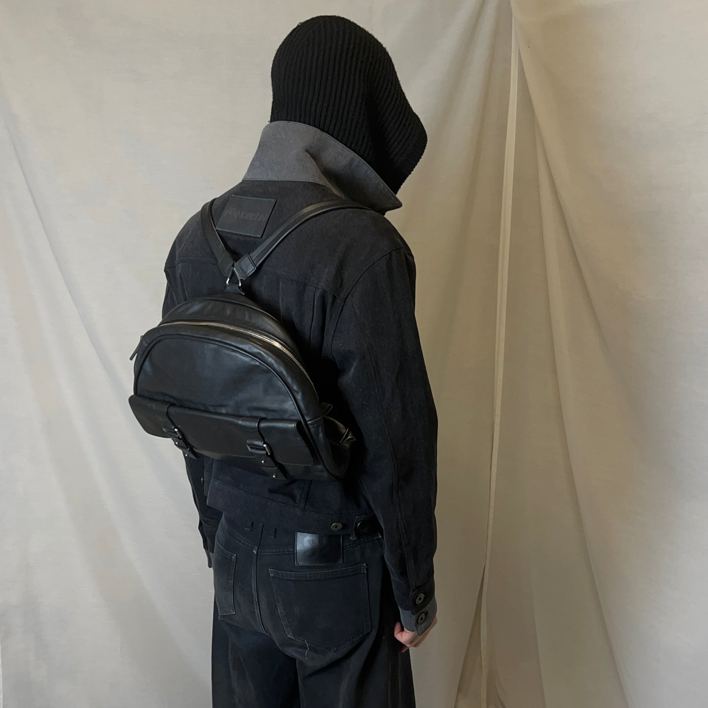 Jil Sander Dual Belted Circular Leather Backpack