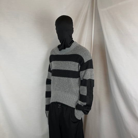 Haider Ackermann Striped Sleeve Panel Mohair Knit Sweater - AW16