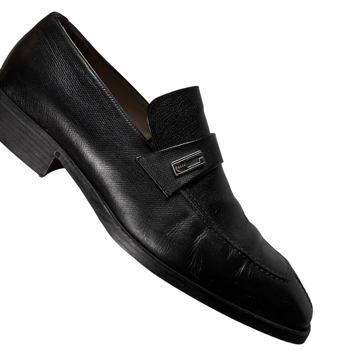 Gucci by Tom Ford G-Logo Metal Pin Saffiano Loafers - 90s