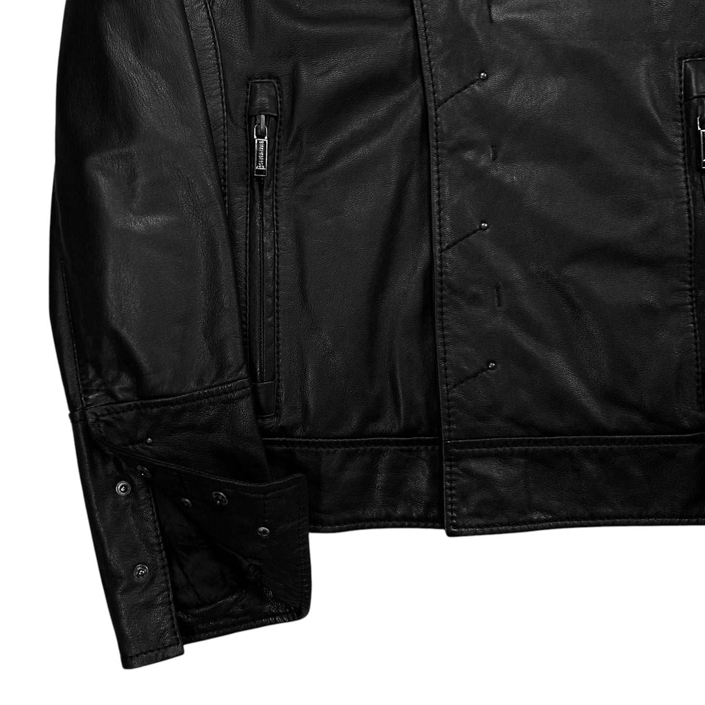 Dirk Bikkembergs Asymmetric Shoulder Stud Leather Jacket