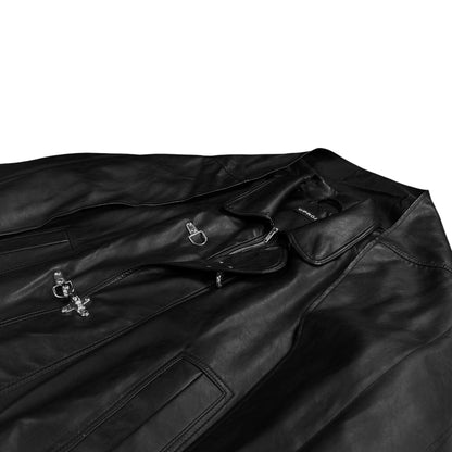 Y/Project Distorted Shoulder Fireman Buckle Faux Leather Jacket - AW20