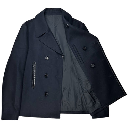 Balenciaga Leather Trimmed Caban Wool Jacket - AW15