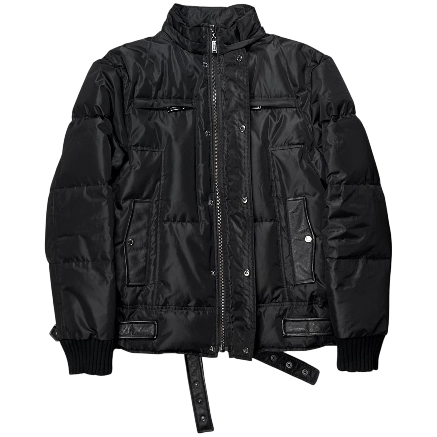 Dirk Bikkembergs Belted Rabbit Fur Hood Puffer Jacket - AW09