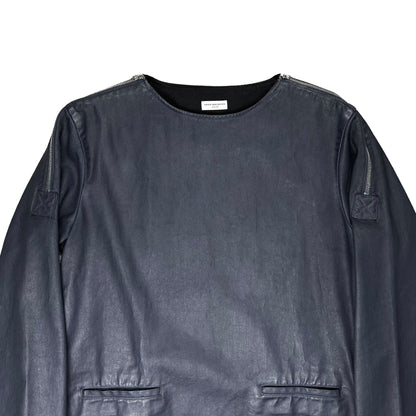 Dries Van Noten Waxed Denim Zip Sweater - AW13