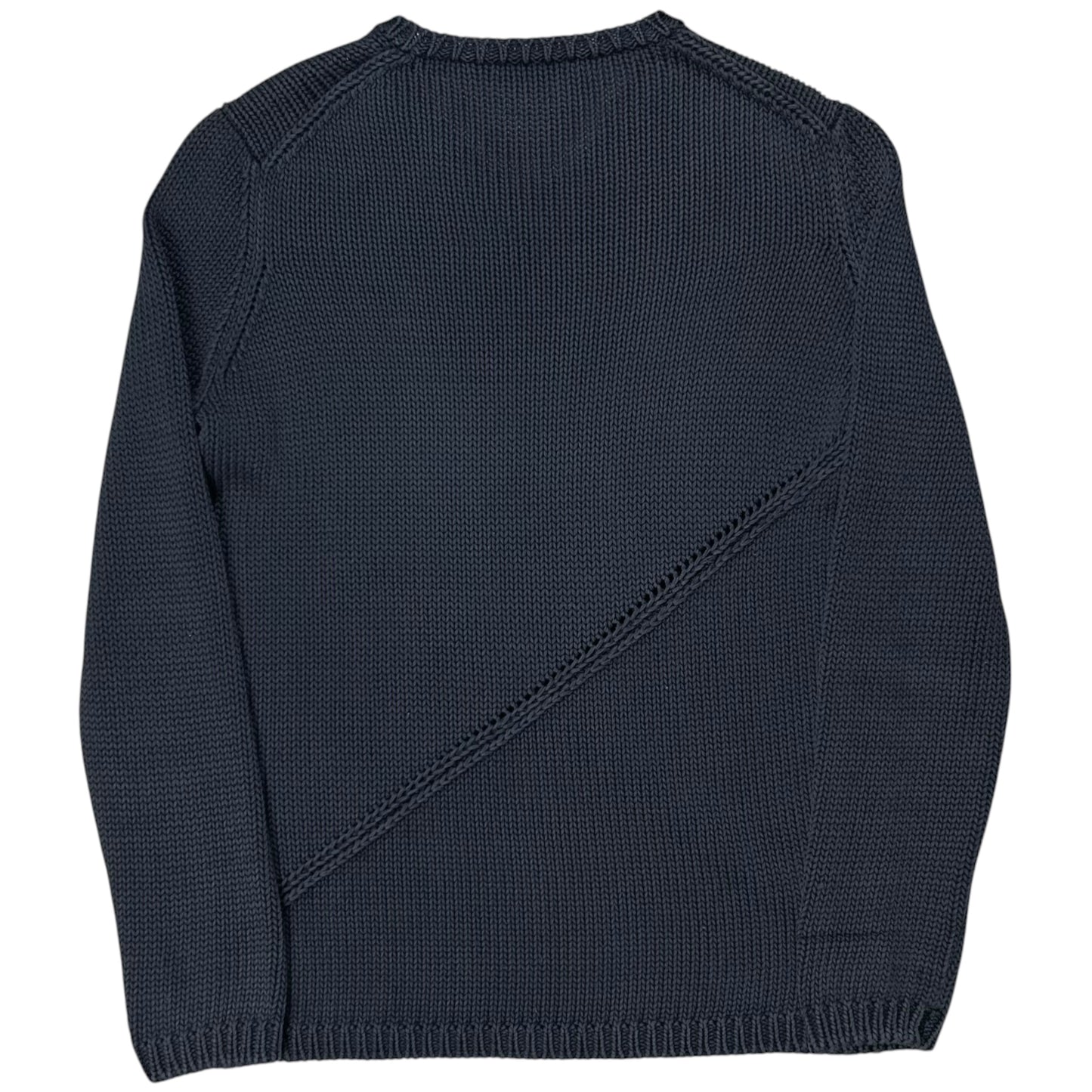 Jil Sander Asymmtric Perforated Stripe V-Neck Knit Sweater - 2000s