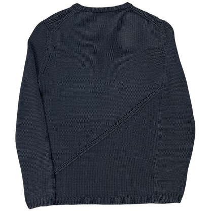Jil Sander Asymmtric Perforated Stripe V-Neck Knit Sweater - 2000s