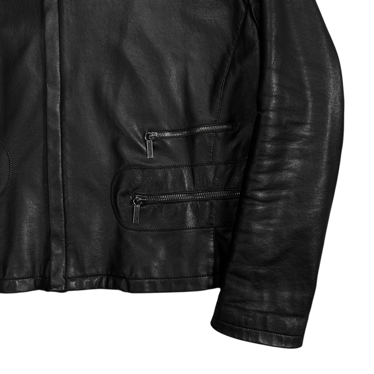 Dirk Bikkembergs Multi Back Zip Vegan Leather Bomber Jacket