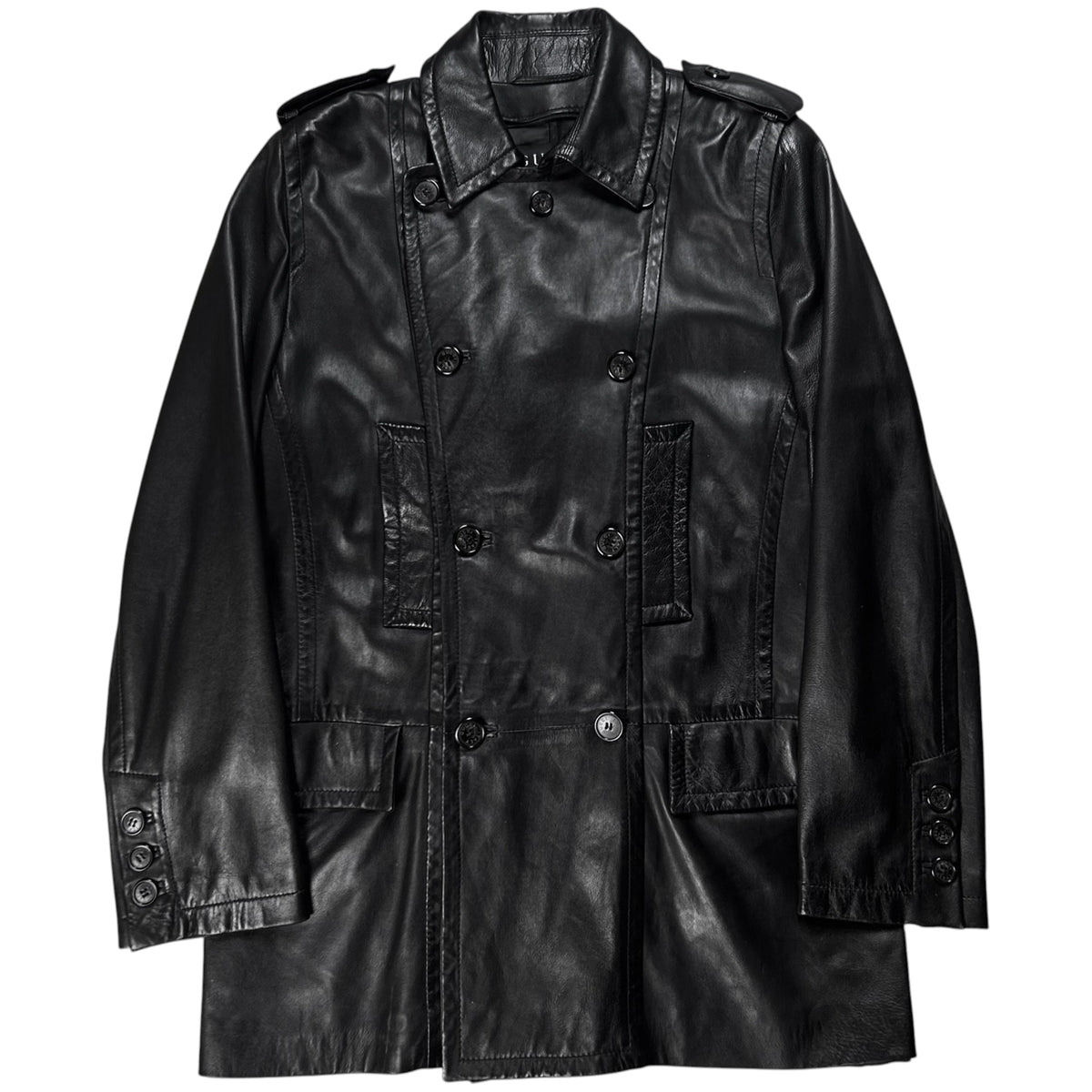 Gucci by Tom Ford Military Leather Peacoat - AW96