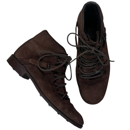 Gucci by Tom Ford Belted Hook Laced Suede Combat Boots