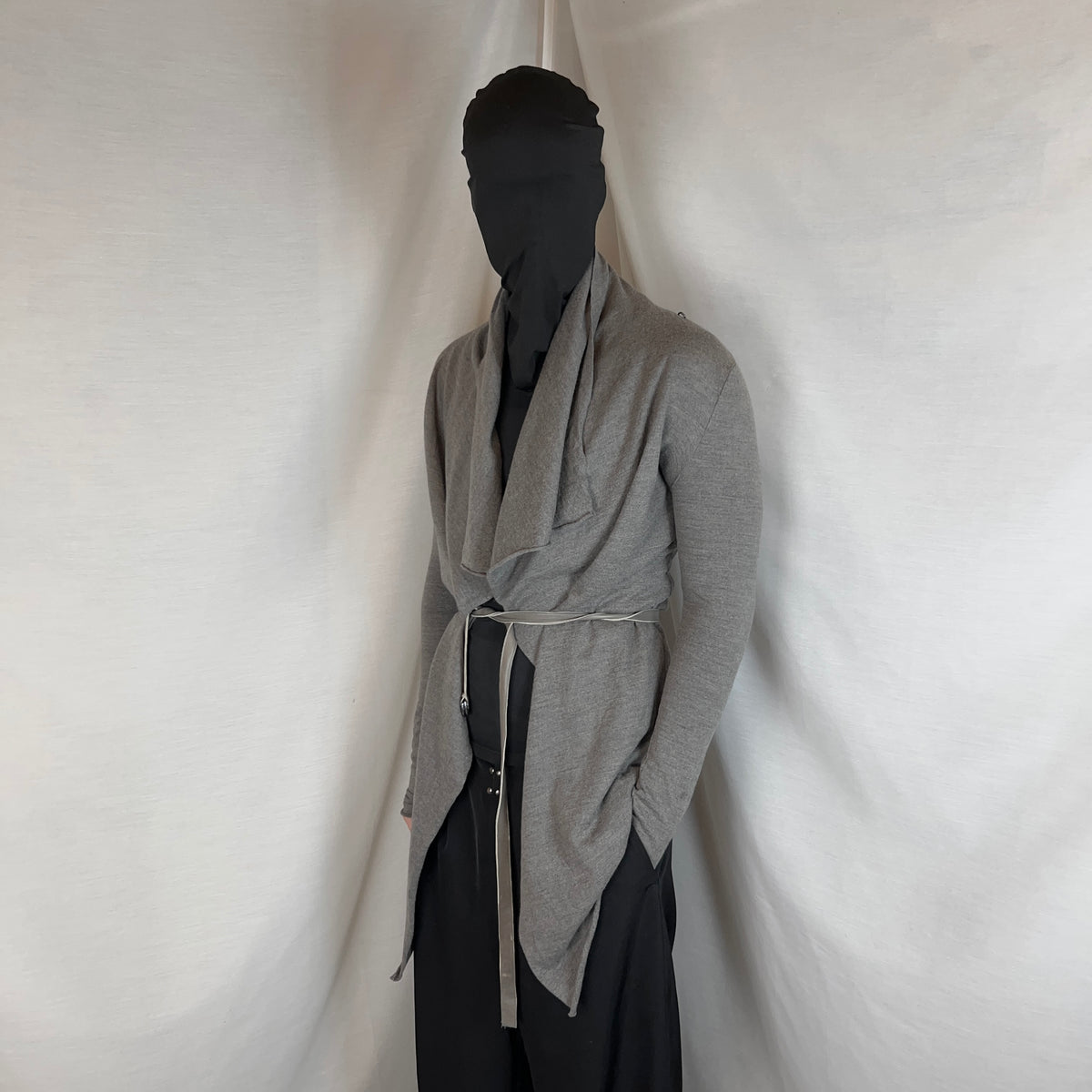 Helmut Lang Leather Belted Drape Cardigan - AW13
