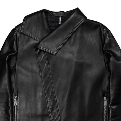 Dior Homme Asymmetric Drape Collar Leather Jacket - AW09