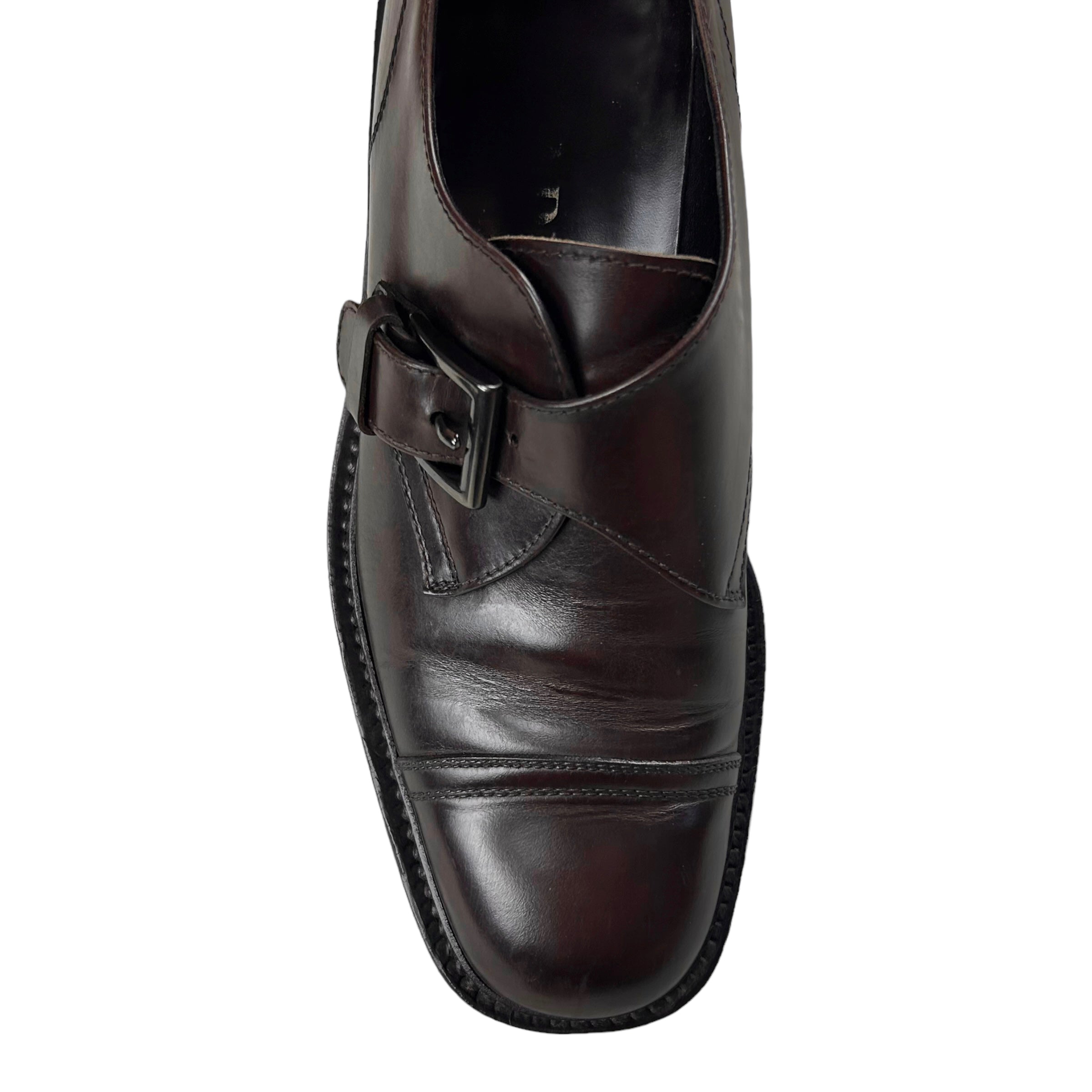 Prada Panelled Round Toe Monk Strap Derbies Vertical Rags