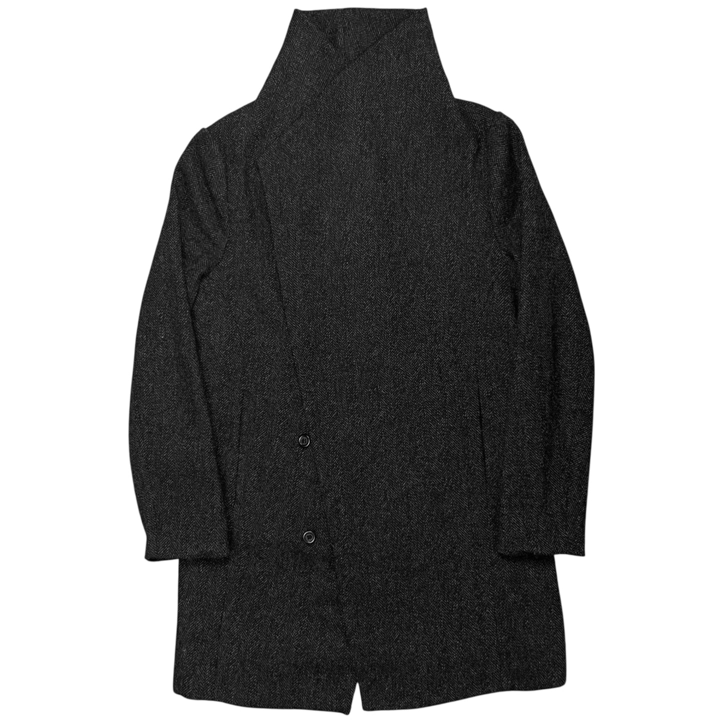 Ann Demeulemeester Asymmetric Drape Collar Wool Overcoat - AW14