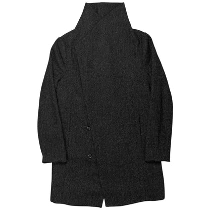 Ann Demeulemeester Asymmetric Drape Collar Wool Overcoat - AW14
