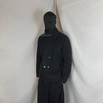 Dirk Bikkembergs Leather Collar Boiled Wool Jacket - AW05