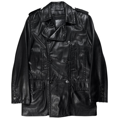 Gucci by Tom Ford Military Leather Peacoat - AW96