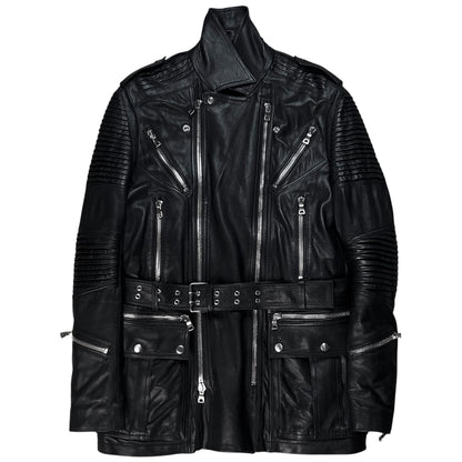 Balmain by Olivier Rousteing Belted Multi Zip Leather Field Sample Jacket - AW18