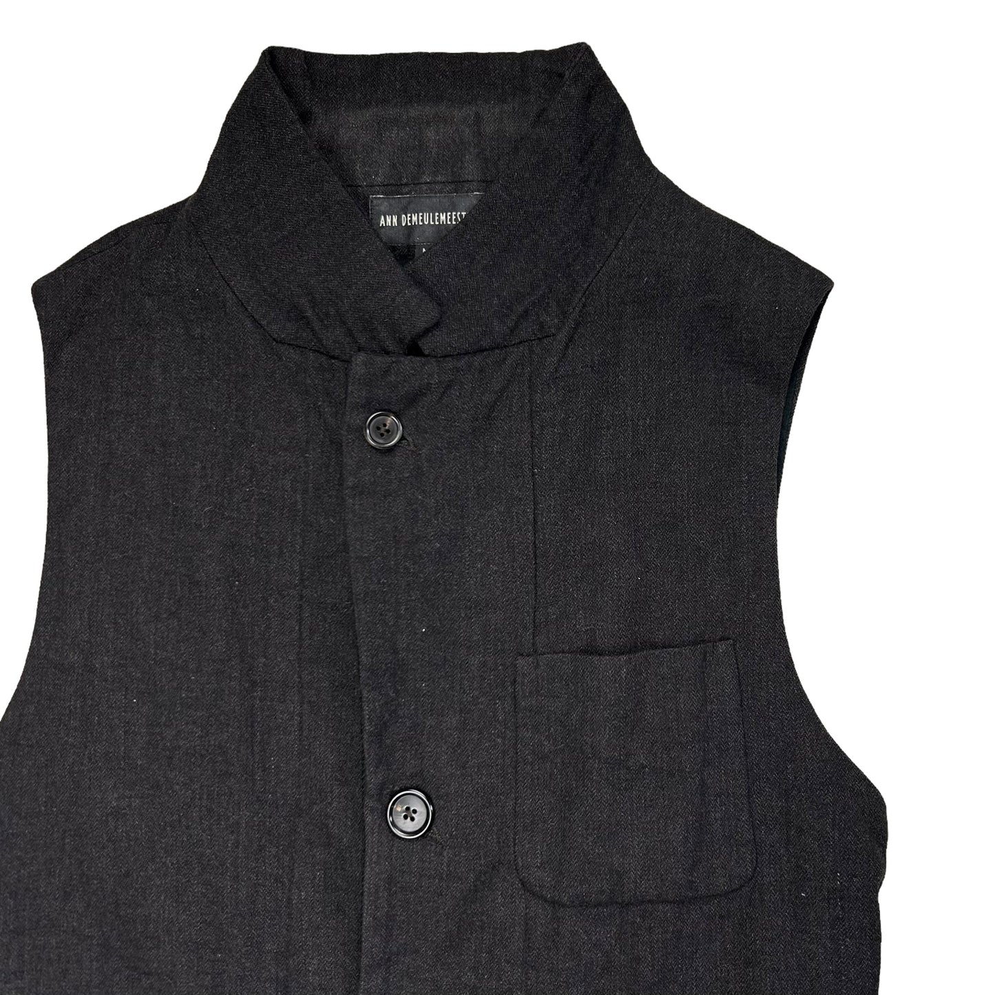 Ann Demeulemeester Belted Double Lapel Wool Vest