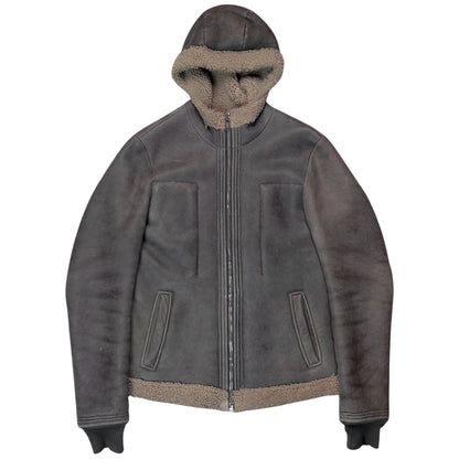 Rick Owens Hooded Shearling Leather Jacket - 2010s