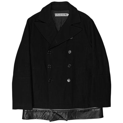 Dirk Bikkembergs Zip Leather Hem Peacoat - AW06